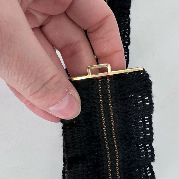 Vintage Black Maple Leaf Buckle Gathered Belt - Picture 6 of 7